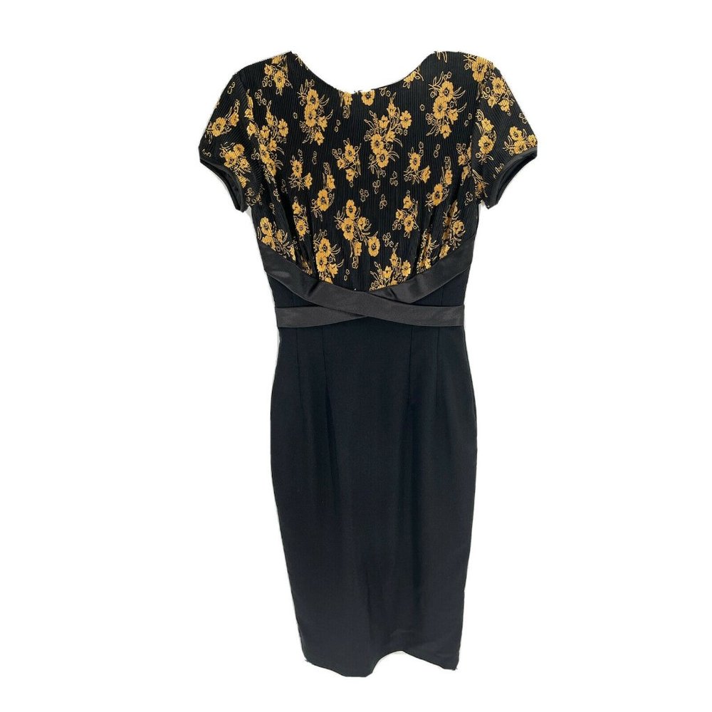 Bettie Page Black and Gold Floral Dress